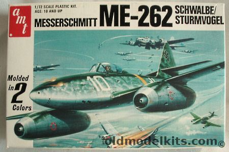 AMT-Matchbox 1/72 Messerschmitt Me-262 Sturmvogel - Nowotny Kommando Achmer 1944 or KG 51 Edelweiss Rheine 1944, 7114 plastic model kit